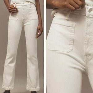 Mother Hustler Patch Pocket Flood Jeans Size 26 Act Natural Cream